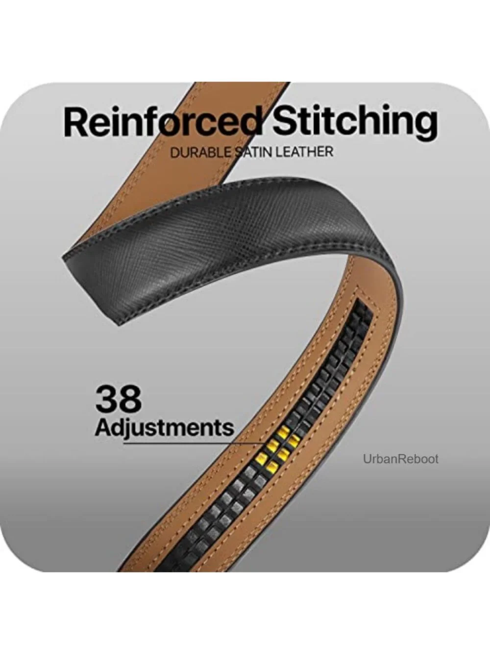 Men's Ratchet Leather Dress Belt Adjustable 38 Positions